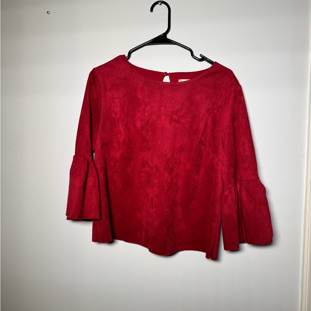 Altar'd State Red Bell Sleeve Blouse with 3/4 Sleeves